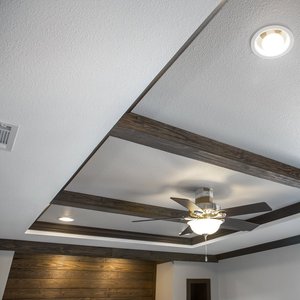 Tray Ceiling with Woodslat Beams